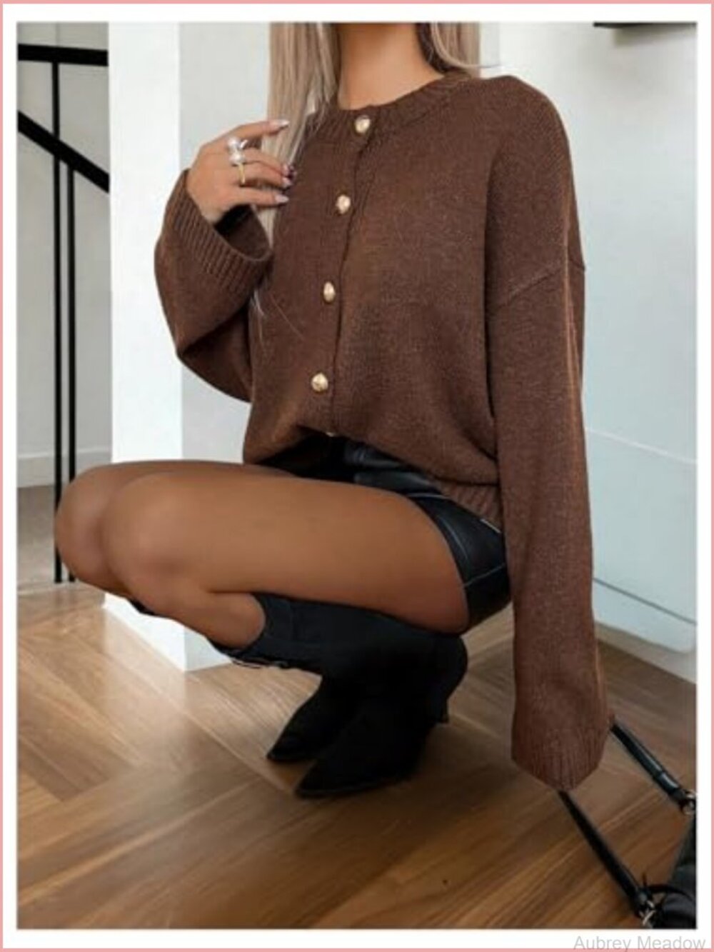 Cozy Knit Cardigan Sweater Streetwear Long Sleeve Crew Neck Loose Fit Solid - Picture 3 of 6